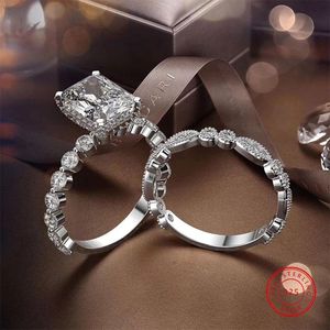 Trouwringen een paar Sterling zilver voor vrouwen Crystal Zircon Engagement Luxe Mode Ring Anillos Plata Para Mujer