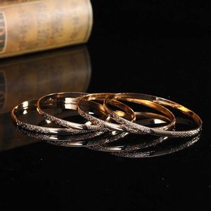 Morocco Style Top Polished Mirror Bangle 24k Gold Filled Woman Wedding Bracelet Slim Bangle Sets Jewelry Bracelets for Women Q0719