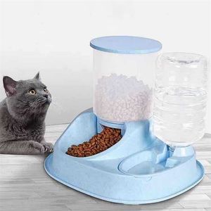 4L Large Capacity Dual-use Automatic Pet cats Feeder with Water Dispenser dogs Dog Food Bowl Cat Drinking for Supplies pets 220209