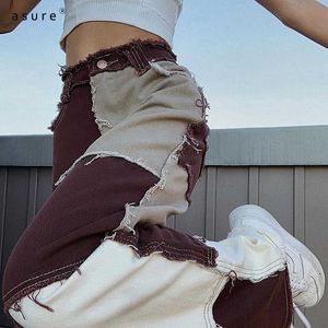Womens Mom Jeans For Girls Fashion Pants Ladies Thermal Trousers Y2K Streetwear Elastic Baggy Jean Femme Clothing P1738186 210712