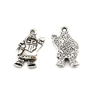 100Pcs Antique Silver Alloy Santa Claus Charm Pendant For Jewelry Making Bracelet Necklace DIY Findings 12.8x23mm A-643