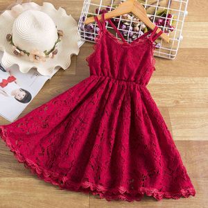 Roupas de verão crianças vestidos para meninas lace flor vestido bebê menina sem mangas festa vestido de casamento crianças menina princesa vestidos q0716