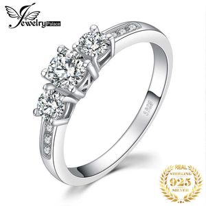 JewelryPalace 3 Stone CZ Anello di fidanzamento Anelli in argento sterling 925 per le donne Anello di anniversario Fedi nuziali Gioielli in argento 925 X0715