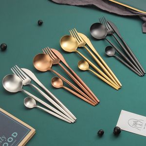 실버 골드 구리 블랙 스테인레스 스틸 칼 붙이 Flatware Silverware 4 조각 나이프 스푼 포크 식기 세트