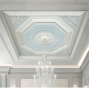 Ceiling Decoration Wall Mural Custom 3D Photo Wallpaper European Style Plaster Relief Carved Living Room Bedroom Ceiling Murals