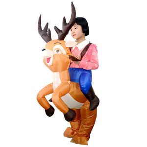 Kids Christmas Decor Reindeer Inflatable Costume Suit Blow Up Inflatable Dress Jumpsuit for Dress Up Party Inflatable Costume Q0910