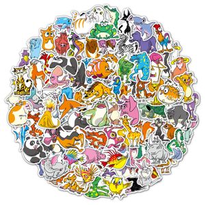 100st Cute Cartoon Animal Stickers Vattentät Nej-duplikat Vinyl Klistermärke För Bagage Skateboard Vattenflaska Bil Dekaler Kids Toys Presenter