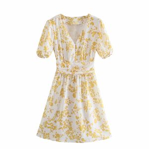 Vintage Women Boho Floral Midi Dress Summer Beach Fashion Ladies V Neck Sweet High Waist Dresses Casual Girls Chic 210430