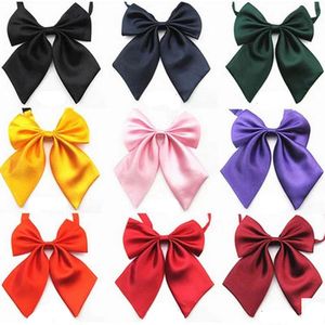 Women Girl Solid Color Large Bow Ties For Bank Hotel Dress Suit Shirts Decor Fashion Accessories