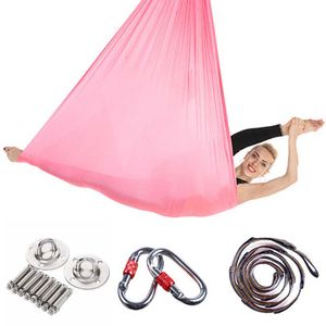 Full 5*2.8m Anti-Gravity Yoga Hammock SET Fitness Yoga Stretch Belts Aerial Swing Sling Inversion Tool for Pilates/Dance/Workout H1026
