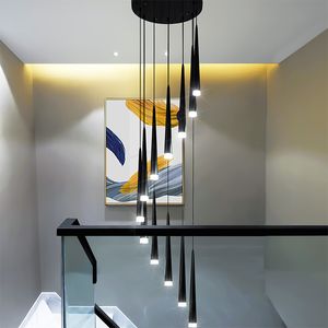 Lampade del lampadario scale semplici atmosfera moderna duplex condominio camere da letto il soppalco del ristorante nordico Rotati Long Droplight