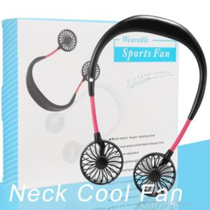 Hanging Neck Fan USB interface Rechargeable Neckband Lazy Neck Hands Free Hanging Dual Cooling Mini Fan Sports 360 Degree Rotating