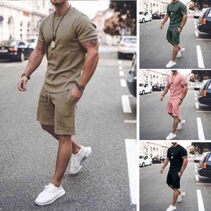 QIWN 2021 Sommer Männer der Trend Kreis Kragen Jugend Casual Anzug Trainingsanzug Männer Conjunto De Dos Piezas De Moda Jump anzug Männer G1222