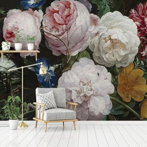 Papel de parede personalizado 3D para paredes roll estilo europeu retrô nostalgic flores florais grandes pintura de parede de arte decoração