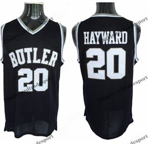 Mens Butler Bulldogs Gordon Hayward Koleji Basketbol Formaları Vintage Siyah # 20 Dikişli Gömlek S-XXL