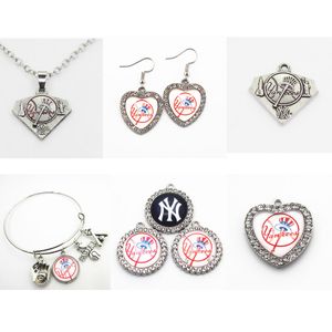 Baseball Dange Charms New York Mix Style Diy Hanger Bracelet ketting oorbellen Snap knop Yankees sieradenaccessoires
