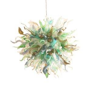 Lâmpada De Cristal Redondo Mão Soprado Murano Chandelier Multi Flor Iluminação Espirais De Folhas De Folhas Bolas Twists Design Hotel Villa Art Decorações Personalizado 70 ou 80 cm