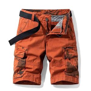 Drop Cotton Cargo Shorts Mens Casual Workout Militär Mäns Camouflage Shorts Multi-Pocket Korta Byxor Män Pant 210720