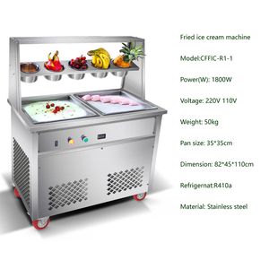Commercial Double Pan Fried Ice Cream Roll Machine With 5 Tanks And Defrost Plate Fried Yogurt Maker