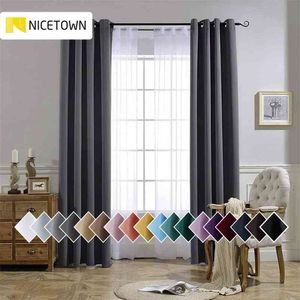 NICETOWN Blackout Window Curtain Drapes for Living Room Grommet Rod Pocket Hooks Top Spring Decorations Gift for Home Drapes 210913