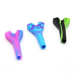 Tubo di silicone creativo portatile Protezione ambientale Tubo di fumo in silicone a due fori 3 colori Regalo adatto America popolare VT1409