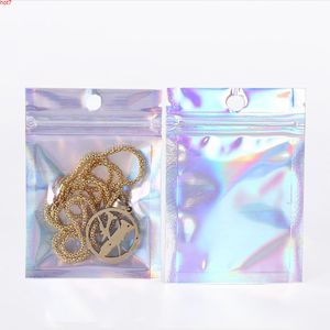 Eco-friendly Smell Proof Candy Packaging Bags Clear Front Holographic Silver Back Pouches Reusable Zip Lock Jewelry Storage Bagshigh qty