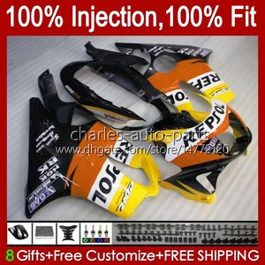 100% passform OEM Fairings för Honda CBR 600F4 600FS 600 F4 FS CC 99-00 BODY 54NO.254 600CC CBR600 F4 CBR600F4 99 00 CBR600FS 1999 2000 Repsol Orange Injection Mold Bodywork