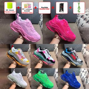High quality Paris FW Sneakers Mens Women Casual Shoes Triple S Clear Sole White Green Black Red Rainbow Sports Outdoor Dad Shoe EUR