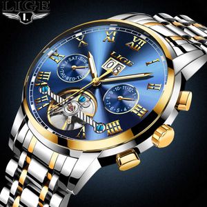 Lige relógio homens negócios relógio impermeável mens relógios marca luxo moda casual esporte mecânico relógio relógio relogio masculino 210527