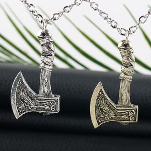 Anhänger Halsketten Nordische Wikinger Halskette Rabe Axt Odins Symbol Metallkette Schmuck Amulett Männer Colar Geschenk