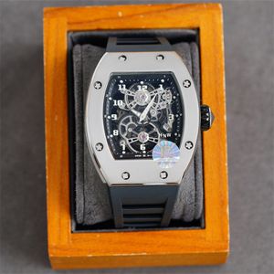 17-01 Montre de Luxe Mens Watchesマニュアルメカニカルムーブメントスチールケースホローダイヤルラバーストラップリストウォッチラグジュアリーウォッチデザイナーのリロジェス腕時計