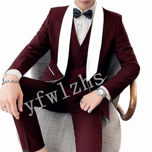 Custom-made One Button Groomsmen Sakel Trage Groom Tuxedos Мужские костюмы свадебные / выпускные / обед Человек Blazer (куртка + брюки + галстук + жилет) W792