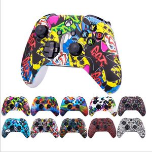 Camouflage Painting Silicone Protective Skin Case Grips Cap för Xbox One Controller Protector Thumb Grip Caps i OPP Bag Solid Färg