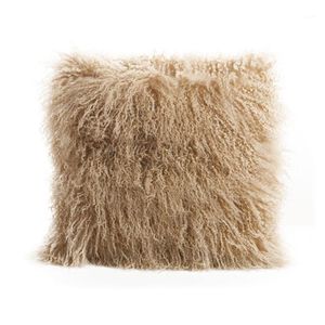 Poduszka / Dekoracyjna poduszka MS.SoftEx Mongolian Lamb Fur Case Real Poduszka Pokrywa Wysokiej Jakości Natural Fluffy
