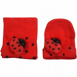 Wholesale toddler boy scarfs for sale - Group buy Red Baby Boy Girl Toddler Winter Ladybird Ladybug Hat and Scarves Wraps Hats Scarves Gloves Scarf Set e0aU