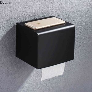 Bathroom accessories stainless steel square black wall-mounted toilet tissue holder bathroom waterproof paper holder tissue box 220117