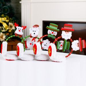 Berets Santa Claus Earmuffs Christmas Cute Knitted Plush Girls Children's