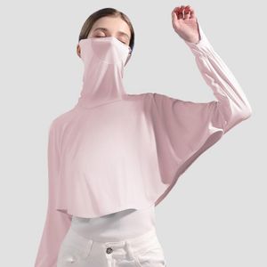 Armbåge knäskydd sommar solskyddsmedelskläder damer integrerade hängande öronmask anti-uv ridande is silke