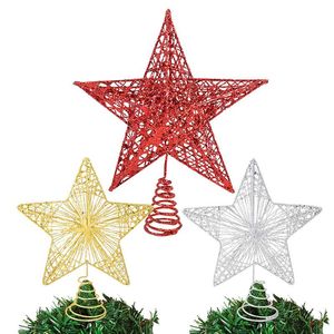 Yılbaşı Süsleri Yıldızlar Altın toptan satış-Noel Süslemeleri Altın Gümüş Kırmızı Ağacı Glitter Demir Yıldız TOPER Süsleme Ev Noel Dekorasyon Navidad Yıl