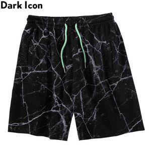 Printed Terry Material Men's Shorts Black White Color Contrast String Shorts for Man 210603