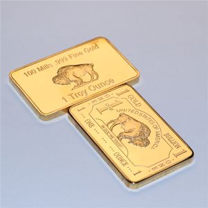 En bullion Troy ounce guldstång k Guldpläterade falska barer Pure Gold Plated Metal Bars Value Coll