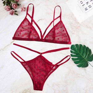 Reggiseno sexy da donna a tre punti in pizzo rosso con ricamo prospettiva tentazione multicolore biancheria intima sexy 211203