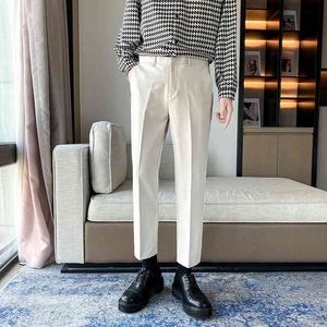 Solid Color Business Dress Pants Men Casual Slim Fit Wedding Pants Office Social Formal Trousers Streetwear Costume Homme 210527