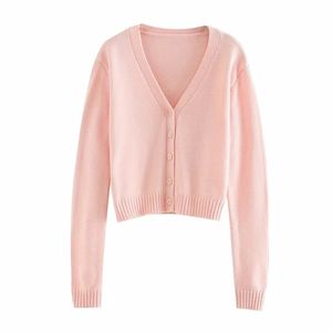 Mode Damen weiche Strickjacken Sommer rosa lässig weiblich V-Ausschnitt Strickwaren elegante Frauen strickt Rayon Mädchen Pullover 210430