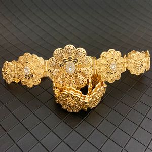 RLOPAY Flower Women Waist Chains with Crystals Gold Jewelry for Abaya Colors Rhinestone Moroccan Wedding Belts