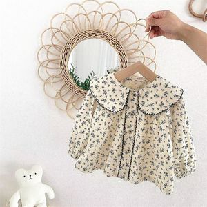 floral doll shirts spring autumn Korean version baby girls lapel shirt clothing western style 20220303 Q2