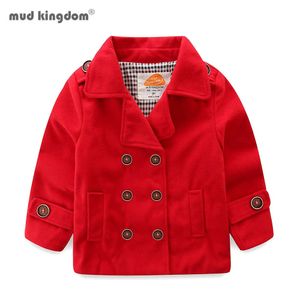 Mudkingdom Boys Girls Jackets Solid Wool Coat Lapel Kids Outerwear Autumn and Winter Clothes 210615