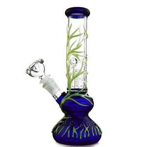 9 Inç Nargile Cam Bongs Dağınık Downstem 18mm Kadın Ortak Glow karanlıkta Su Borusu UV Bong Silah Ağacı Perc Yağı Dab Rig