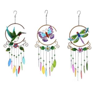 Hummingbird Wind Chimes Garden Decoration Portable Metal Windchime for Indoor Outdoor Patio Balcony Decor Holiday Gift