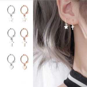 Hoop & Huggie Trendy Rose Gold Cross Drop Earrings For Women Jewelry Silver Plated Earring Female Party Accessories Lady Ear Bijou